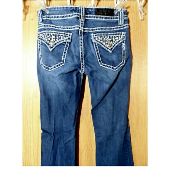 VIGOSS JEANS 27 3/4 Bootcut Dark wash Bling Rhinestone Stud flap pockets - Picture 7 of 9
